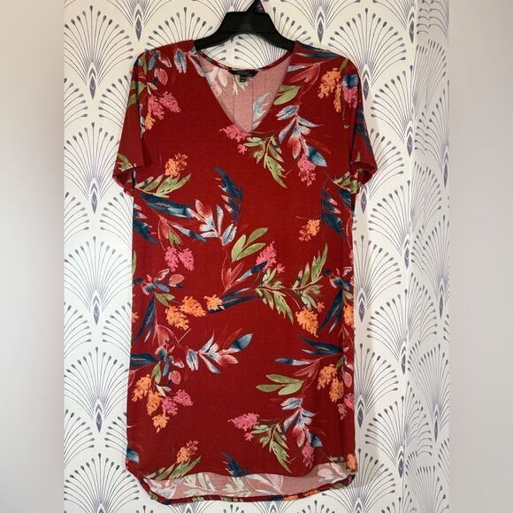 Christian Siriano Red and Blue Floral Dress Women size XL PTP-24/27 L-39 - Picture 2 of 6